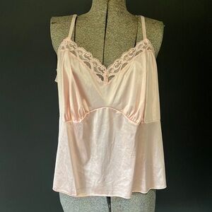 Vintage Light Pink Vanity Fair Satin Nylon Slip Top Camisole Size 44